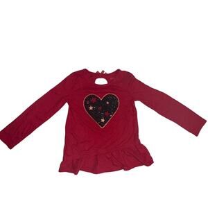 Cat & Jack Girls XS (4/5) Top Holiday Heart Glitter Casual Party